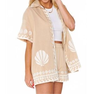 Show Me Your MuMu Tan Shell Print Cover-Up Set